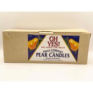 Vintage Two's Company Oh Yes Pear Candles‎ Set of 3 Yellow Fruit Decor 1201